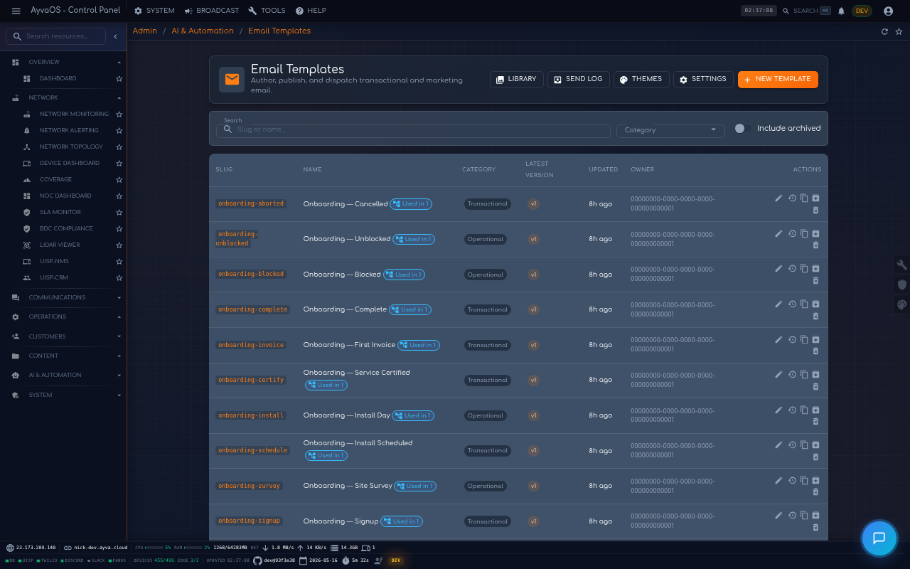 Email Templates · onboarding fleet